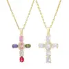 Wholesale Fashion Cross Copper 18k Gold Plated Zircon Pendant Necklace In Bulk