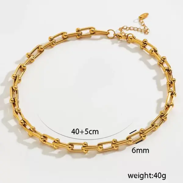 Ion Plating (IP) U Shape Solid Color 304 Stainless Steel Elegant Classic Style Streetwear Waterproof Non Tarnish Bracelets Earrings Necklace