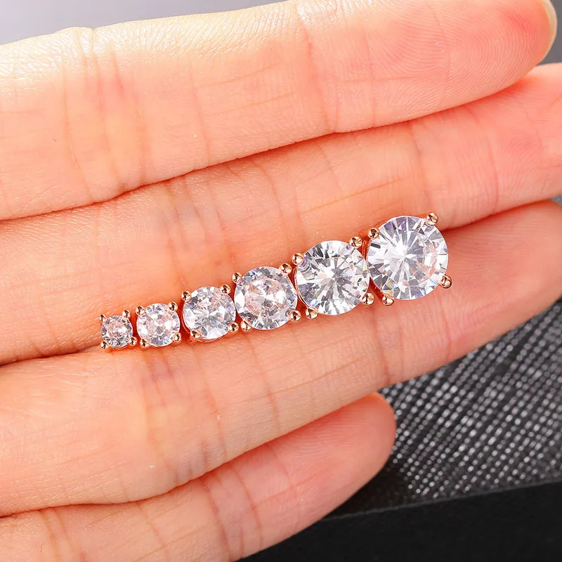 Wholesale Simple Style Geometric Copper Inlay Zircon Ear Studs 1 Pair