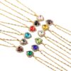 Wholesale European and American Cross-Border Hot Selling Twelve Birthstone Necklaces, High-End Neck Ornaments, Micro-Encrusted Zircon Love-Shaped Clavicle Chains