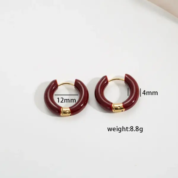 1 Pair French Style U Shape Enamel 304 Stainless Steel Earrings