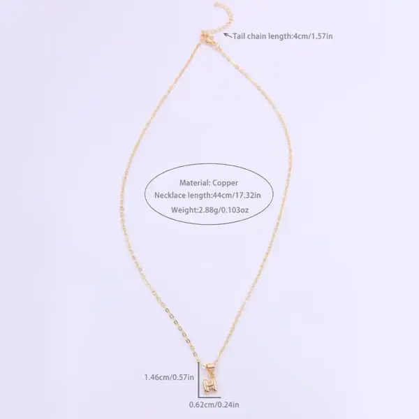 Wholesale Simple Style Letter Copper 18k Gold Plated White Gold Plated Pendant Necklace In Bulk