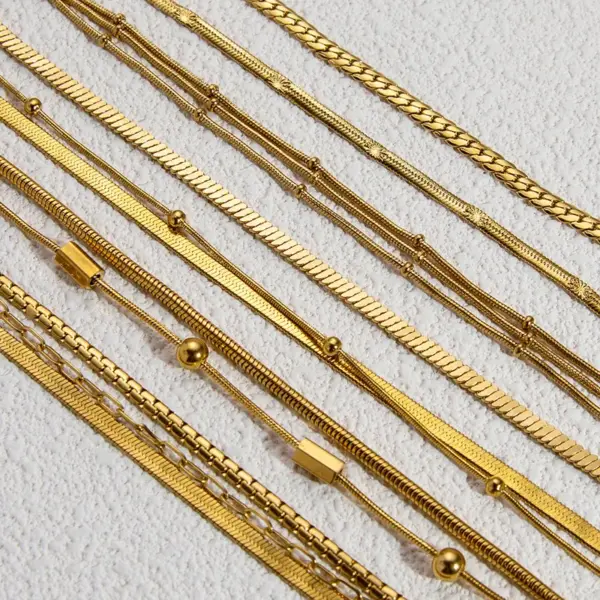 Wholesale PVD Coated Real Gold Plated Waves 304 Stainless Steel Retro Waterproof Non Tarnish 304 Stainless Steel Bracelets