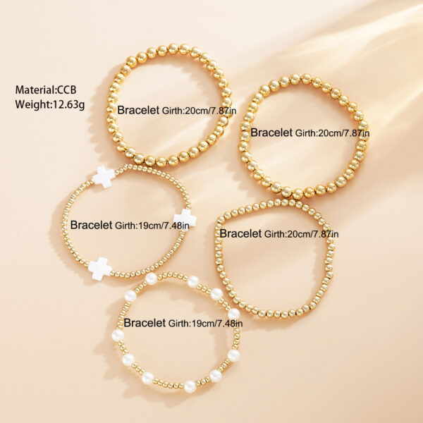 Wholesale Full-Managed Cross-Border Bracelet CCB Beaded Bracelet 5-Piece Set Niche Design Sense Elegant Stacked Bracelet