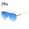 Wholesale New Metal Personalized Men's Sunglasses, High-End Cross-Border Frameless Fashionable Anti-Uv Trendy Sunglasses for Women Gold