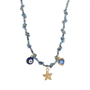 Starfish Blue Rope Necklace