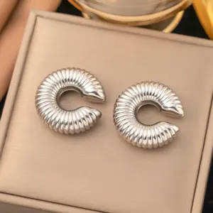 27 [Ag252] Threaded Ear Clip / Steel Color