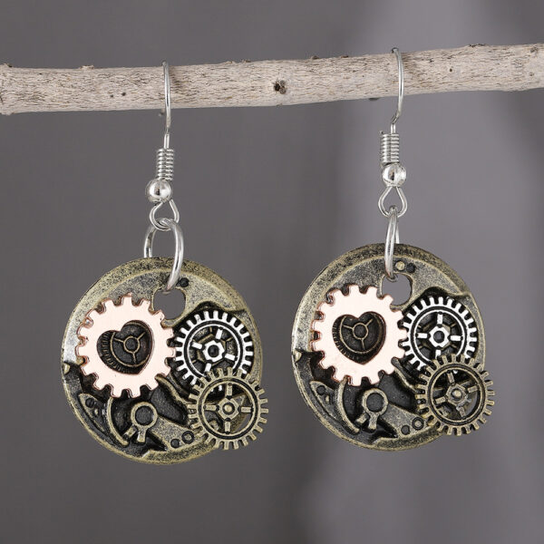 Wholesale Retro punk style mechanical gear earrings