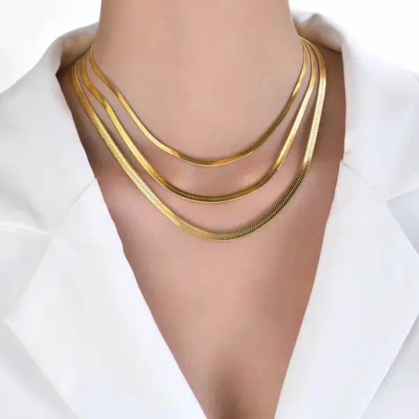 Wholesale PVD Coated Real Gold Plated Solid Color 201 Stainless Steel INS Style Retro Simple Style Waterproof Non Tarnish 201 Stainless Steel Necklace