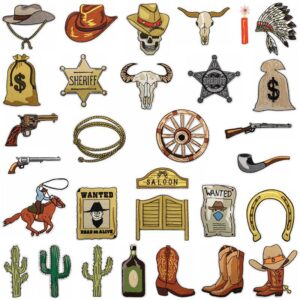Wholesale Cool Rice Western Cowboy Embroider Cloth Patch Clothing Decorative Patch Patch Cowboy Hat Computer Embroider Patch Revolver Gun Ironing
