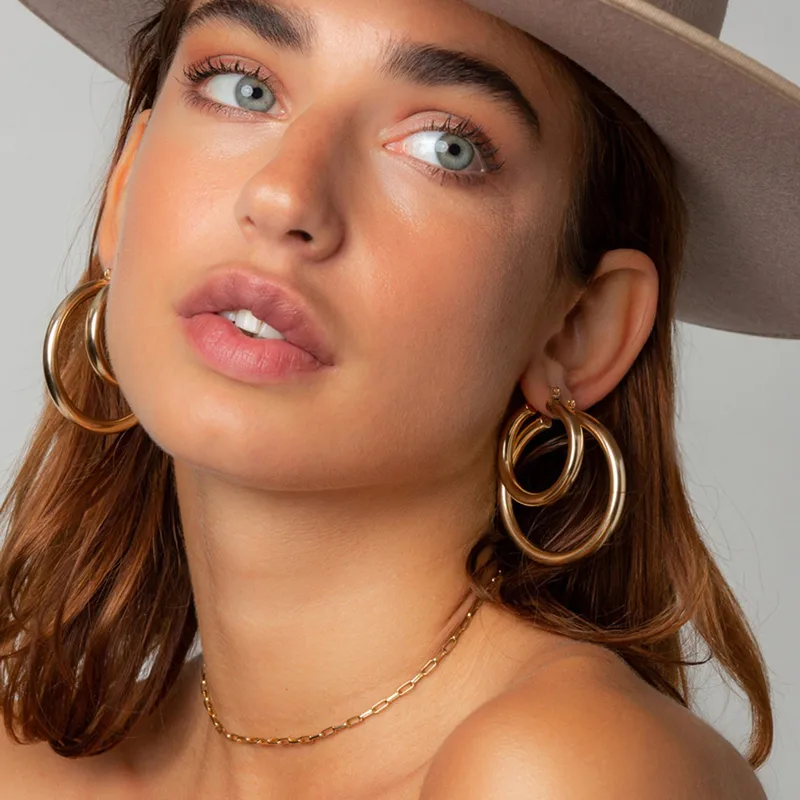 Vacuum Plating Real Gold Plated Geometric 304 Stainless Steel Fashion Waterproof Non Tarnish Earrings