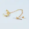 Wholesale 1 Piece Ear Cartilage Rings & Studs Lady Tropical Shiny Chain 304 Stainless Steel Zircon Ion Plating (IP) 18K Gold Plated