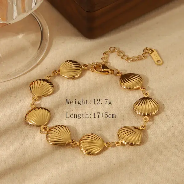 Wholesale Jewelry IG Style Commute Shell 304 Stainless Steel 18K Gold Plated Three-Dimensional Bracelets Necklace