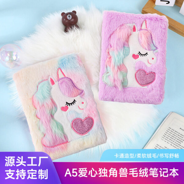 Wholesale Unicorn Cute Stuffed Notebook A5 Girly Heart