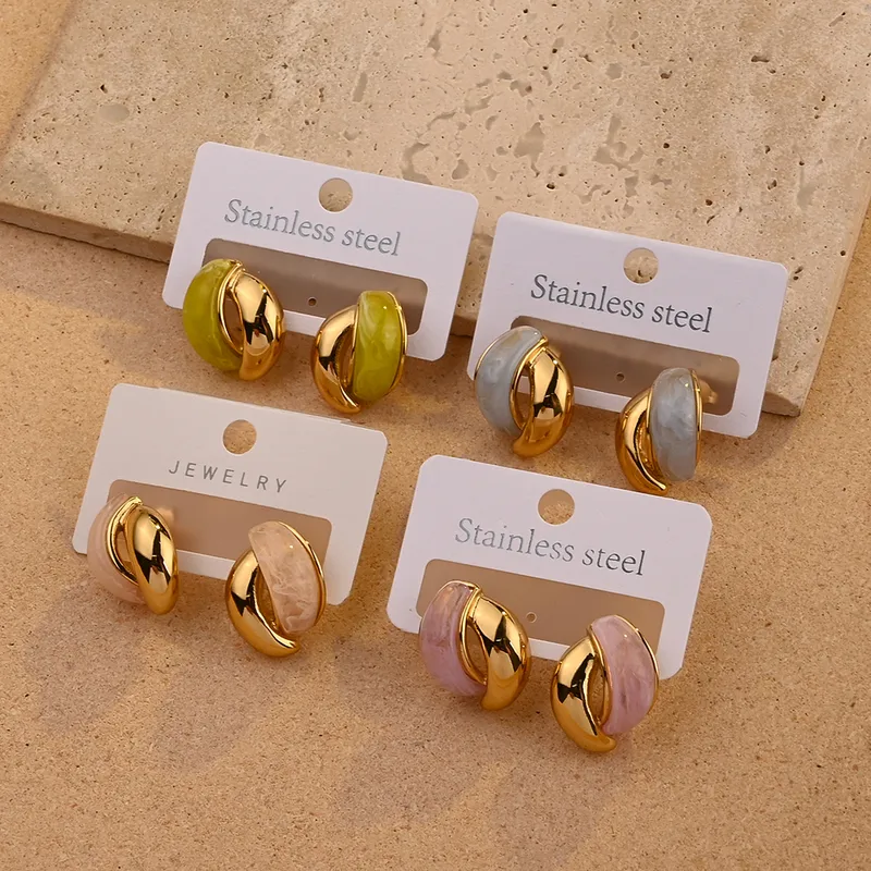 Wholesale Ion Plating (IP) Real Gold Plated 18K Gold Irregular 304 Stainless Steel Casual Elegant Vintage Style Waterproof Non Tarnish Ear Studs