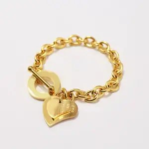 Gold Double Peach Heart Bracelet