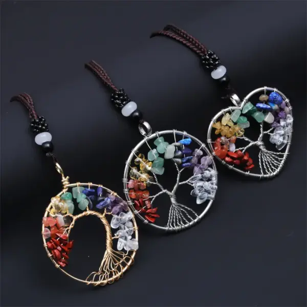 Wholesale Fashion Tree Life Tree Alloy Natural Stone Natural Stone Necklace In Bulk