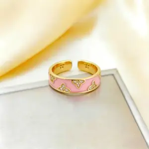 A177 Gold Pink Oil Drop Ring