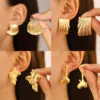 Titanium Steel Pleated Geometric Earrings For Women New Irregular Round Square Lovely Earrings Mid-ancient Earrings Fashion