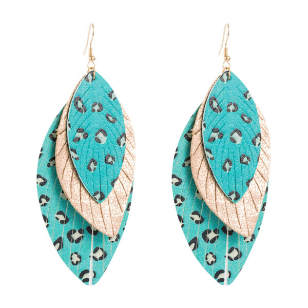 oly-413b8e9ecdd8d92ffe78e0774be8d944 Wholesale European and American New Creative Exaggerated Multi-layer Leather Printed Leaf Shape Earrings Bohemian Fashion Trend Earrings