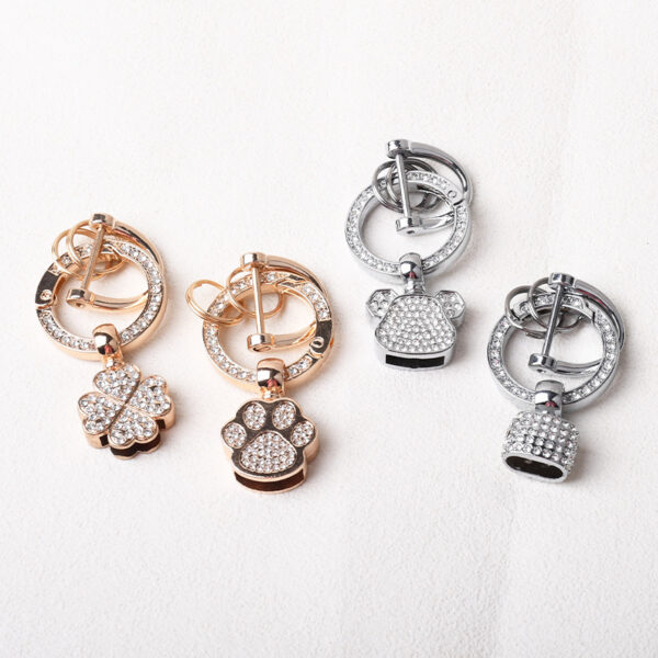 Wholesale Light luxury diamond diy keychain hardware accessories accessories ins semi-finished bear H buckle rhinestone pendant