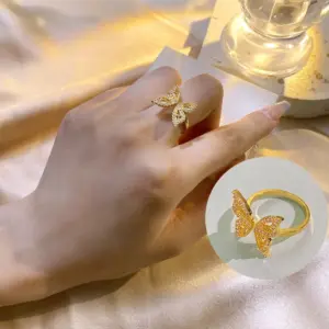 Gold Double Open Butterfly Ring