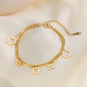 【XKB2202】Hollow Flower Bracelet / Gold
