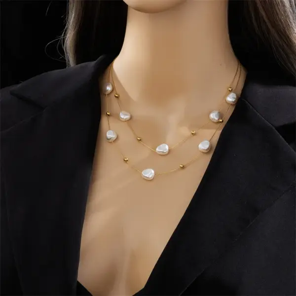 Wholesale PVD Coated Real Gold Plated 18K Gold Irregular 304 Stainless Steel Plastic INS Style Casual Waterproof Non Tarnish 304 Stainless Steel Layered Necklaces