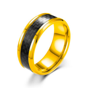 Gold inlaid black carbon fiber ring / No. 12