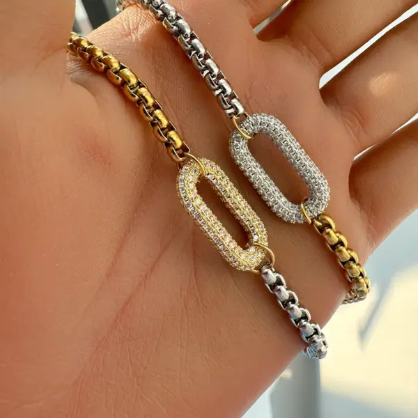 304 Stainless Steel Brass 18K Gold Plated Inlay Hexagram Zircon Necklace