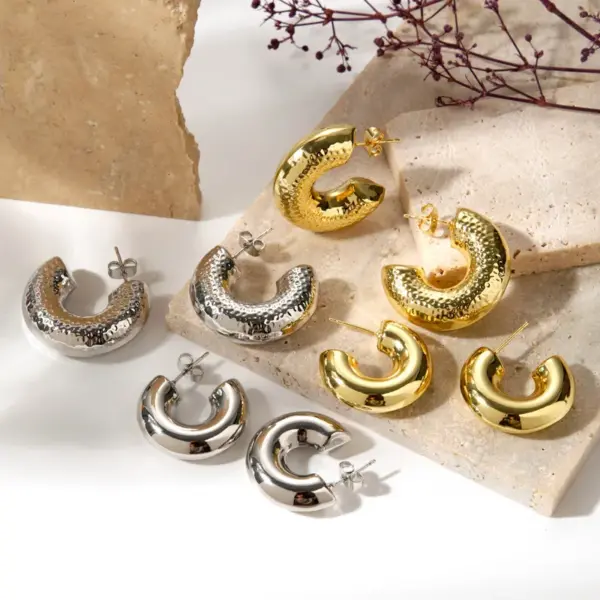 Wholesale 1 Pair Nordic Style French Style Simple Style C Shape Copper Ear Studs