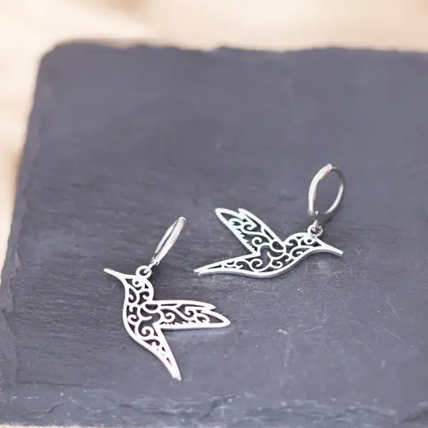 Wholesale PVD Coated Gold Plated Silver Plated Hummingbird 304 Stainless Steel French Style Simple Style Waterproof Non Tarnish Drop Earrings