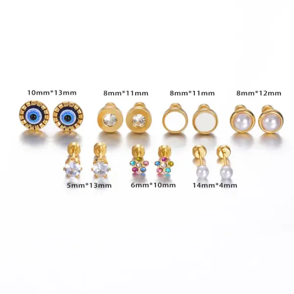 Wholesale 1 Pair Simple Style Geometric Eye Enamel Stainless Steel Ear Studs