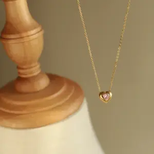 Wholesale Jewelry Casual Elegant Simple Style Heart Shape Titanium Steel Plating Pendant Necklace Cable Chain