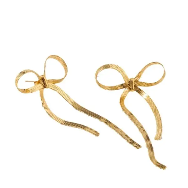 Wholesale 304 Stainless Steel Bow Knot Electroplating Golden Plated Elegant Sweet Waterproof Non Tarnish Gold Silver Ear Studs