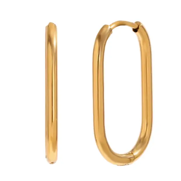 Wholesale PVD Coated Real Gold Plated 18K Gold U Shape 304 Stainless Steel Simple Style Waterproof Non Tarnish Earrings