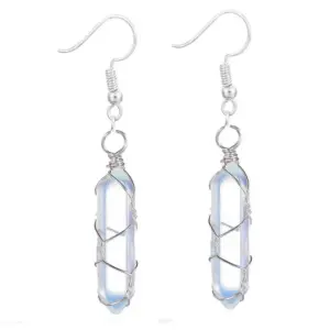 Silver Protein Earrings / Wire-Wound Hexagon Prism Earrings