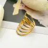 Wholesale Ion Plating (IP) 14K Gold Real Gold Plated Irregular Lines 304 Stainless Steel Casual Roman Style Waterproof Non Tarnish Rings