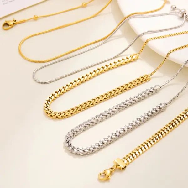 Geometric 316L Stainless Steel Basic Simple Style Waterproof Non Tarnish Surgical Steel 316L Stainless Steel Chain Bracelet