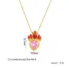 Copper Gold Plated Classic Style Plating Heart Shape Crown Pendant Necklace