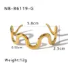 304 Stainless Steel C Shape Geometric Waves PVD Coated 18K Gold 18K Real Gold Plated Real Gold Plated Simple Style Classic Style Waterproof Non Tarnish Gold Bangle