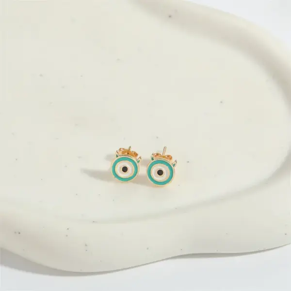 Wholesale 1 Pair Elegant Simple Style Commute Devil's Eye Enamel Inlay Copper Zircon 14K Gold Plated Ear Studs