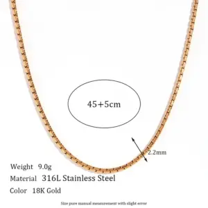 2.2mm Hammer round Artificial Pearl Chain-Gold Necklace
