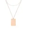 Wholesale PVD Coated 14K Gold Rose Gold Real Gold Plated Customization Laser Engraving Rectangle Titanium Steel Simple Style Waterproof Non Tarnish 304 Stainless Steel Layered Necklaces