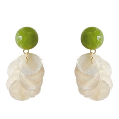 Wholesale Summer New Style ~ Forest Style Fresh Natural Shell 925 Silver Needle Handmade Design Earrings Green Earrings