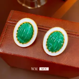 82# Silver Needle mid-ancient oval drop earrings