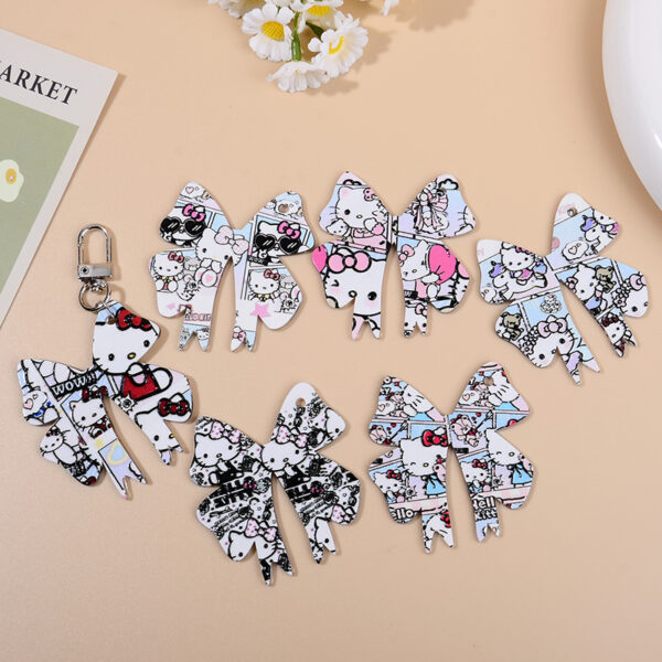 Wholesale 10pcs/pack Bow Print Tag Pendant DIY Keychain Pendant