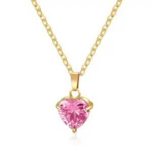 Golden Pink Heart Shape / Necklace