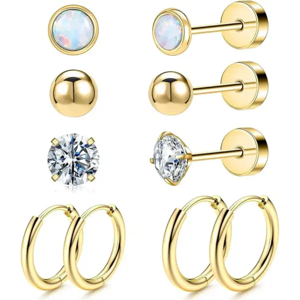 Wholesale 1 Set 316L Stainless Steel Ear Cartilage Rings & Studs Heart Shape Waterproof Non Tarnish Surgical Steel Ear Cartilage Rings & Studs