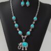 Wholesale Bohemian style jewelry vintage fashion animal elephant turquoise pendant necklace earrings